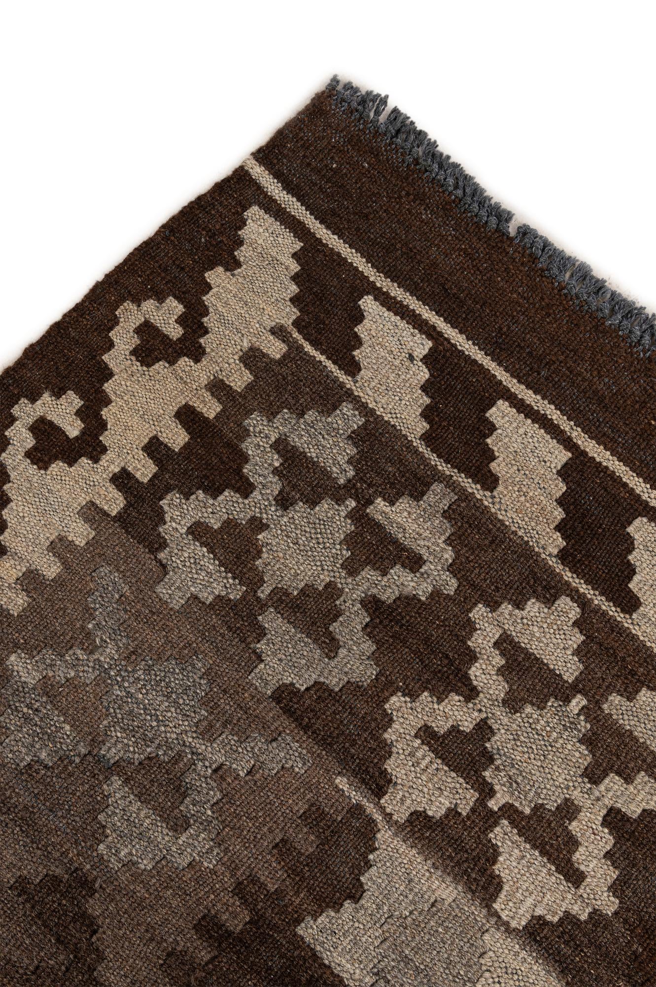 4' 4 x 6' 6 Hand Woven Kilim Maymana Wool Rug