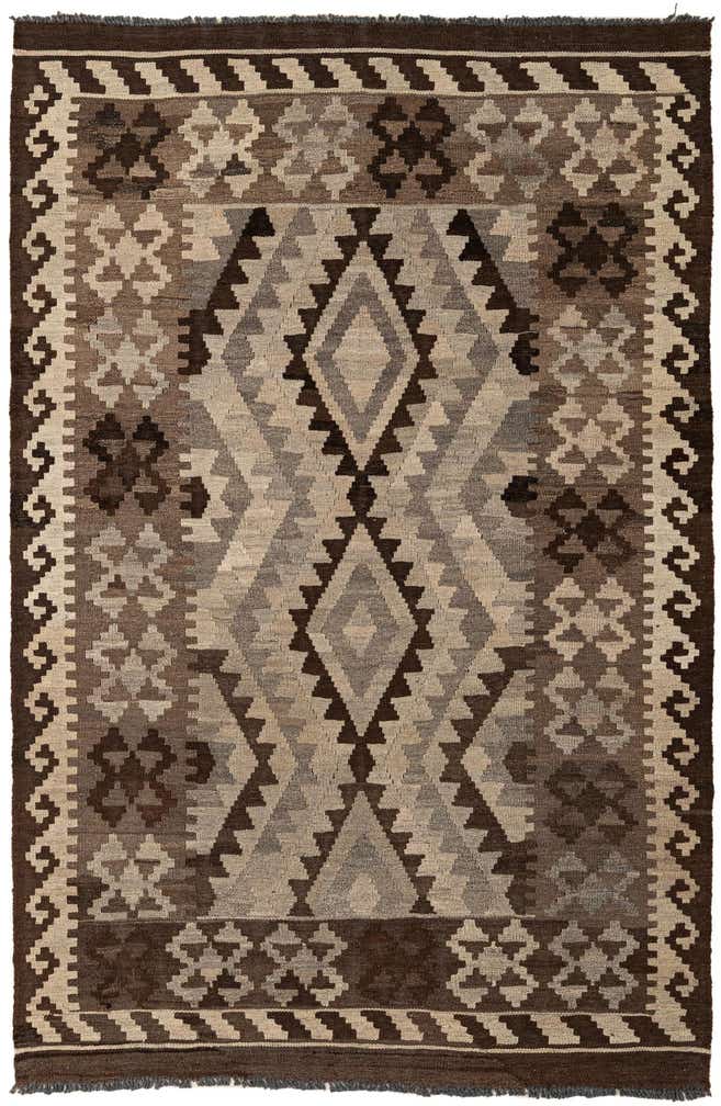4' 4 x 6' 6 Hand Woven Kilim Maymana Wool Rug