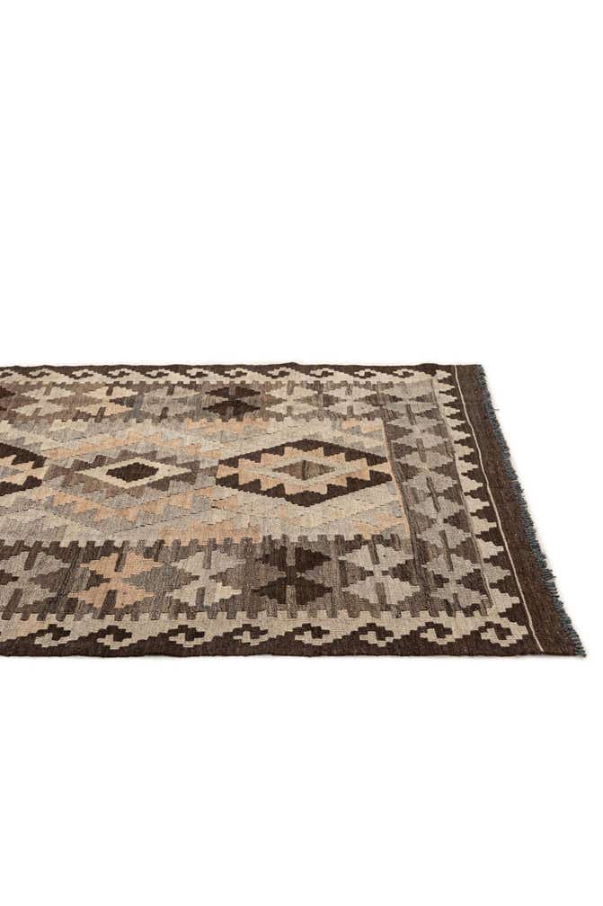 4' 2 x 6' 6 Hand Woven Kilim Maymana Wool Rug