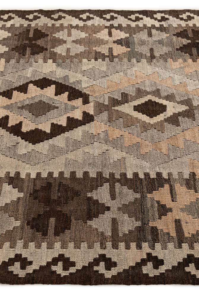 4' 2 x 6' 6 Hand Woven Kilim Maymana Wool Rug