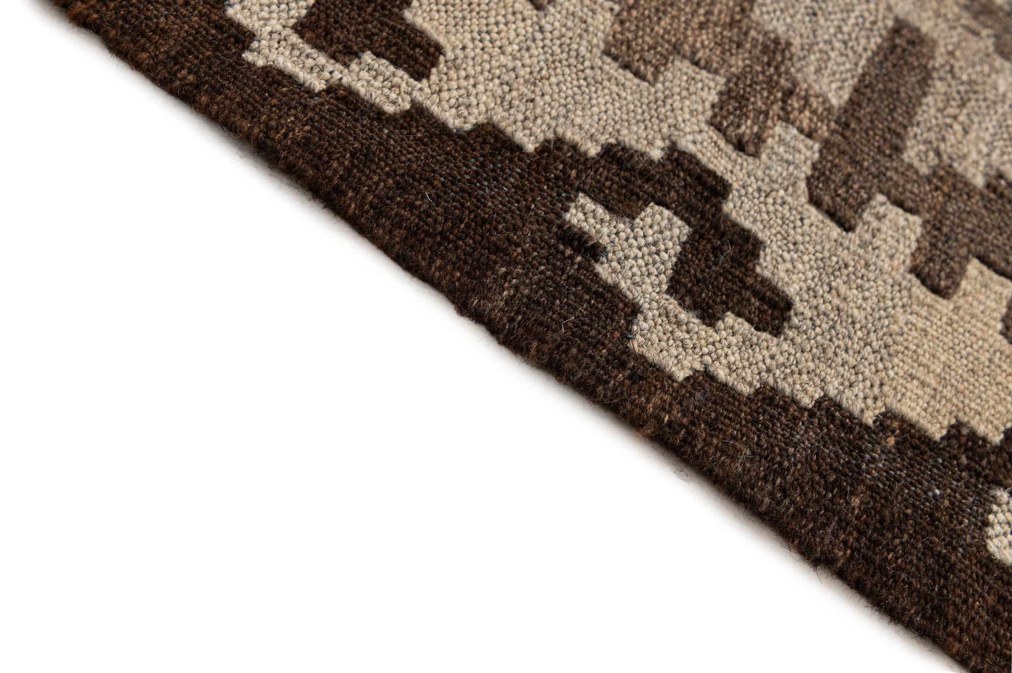 4' 2 x 6' 6 Hand Woven Kilim Maymana Wool Rug