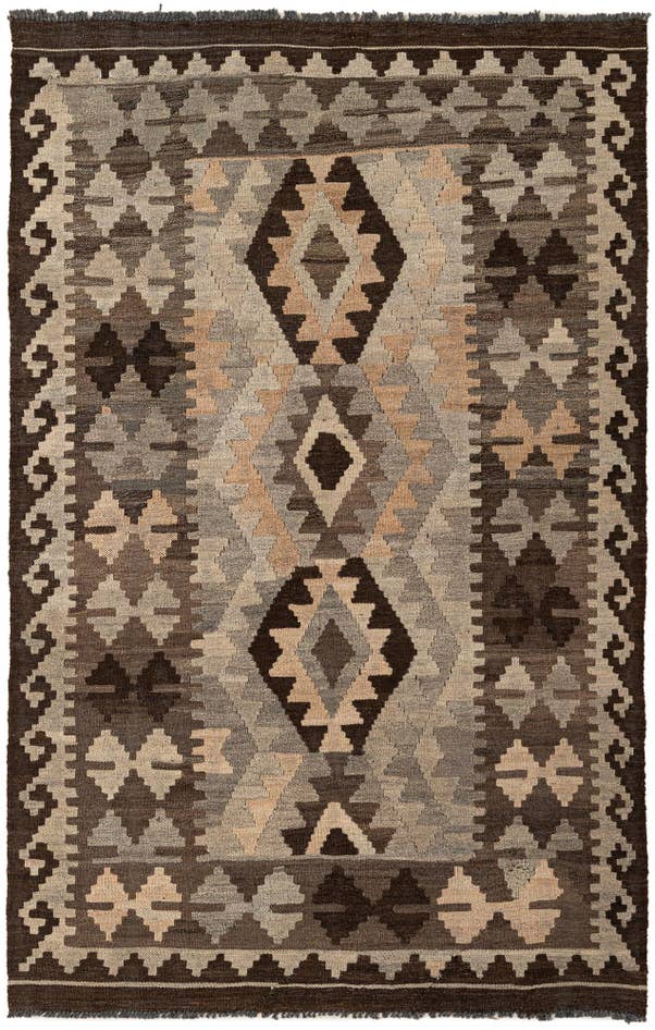 Detail image of 4' 2 x 6' 6 Hand Woven Kilim Maymana Wool Rug