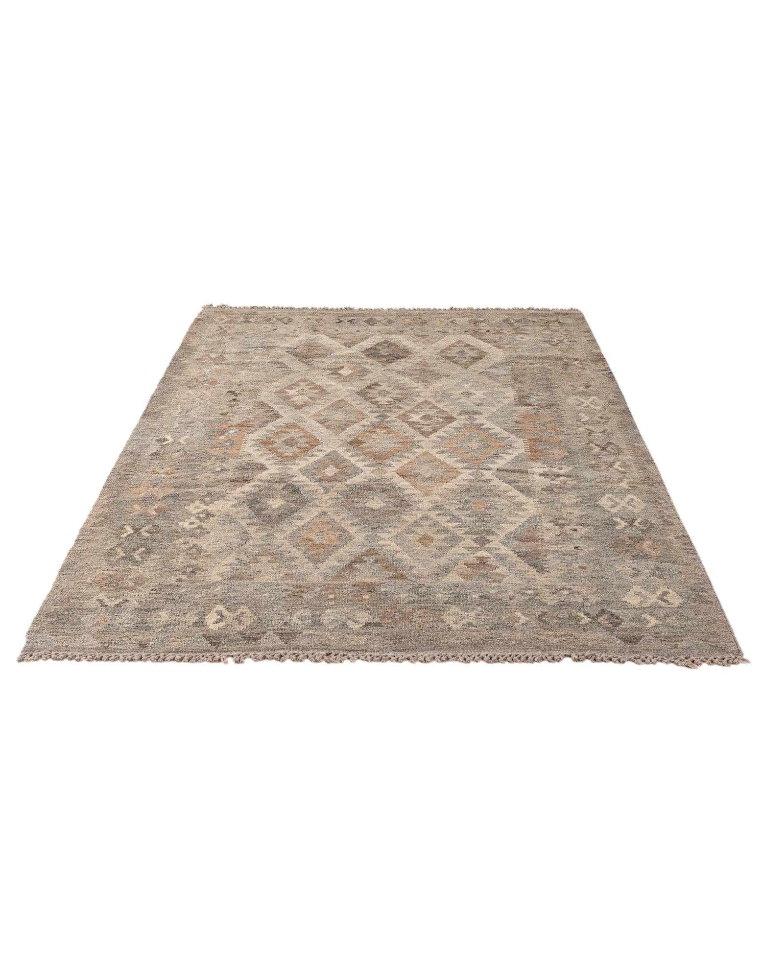 4' 3 x 6' 6 Hand Woven Kilim Maymana Wool Rug