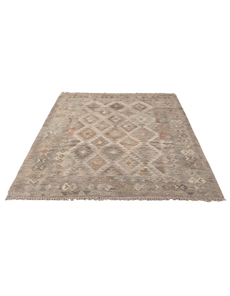 Detail image of 4' 3 x 6' 6 Hand Woven Kilim Maymana Wool Rug