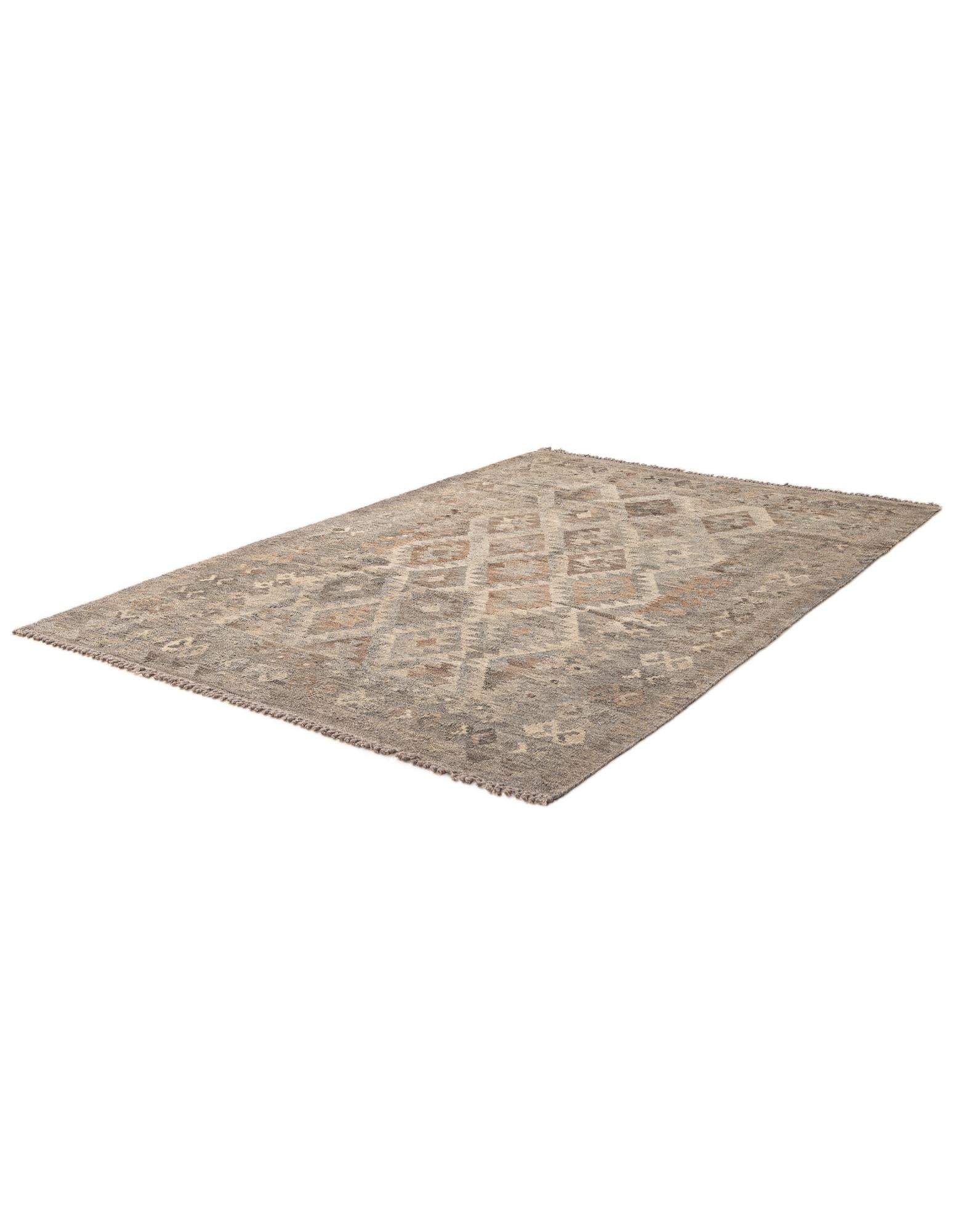 4' 3 x 6' 6 Hand Woven Kilim Maymana Wool Rug