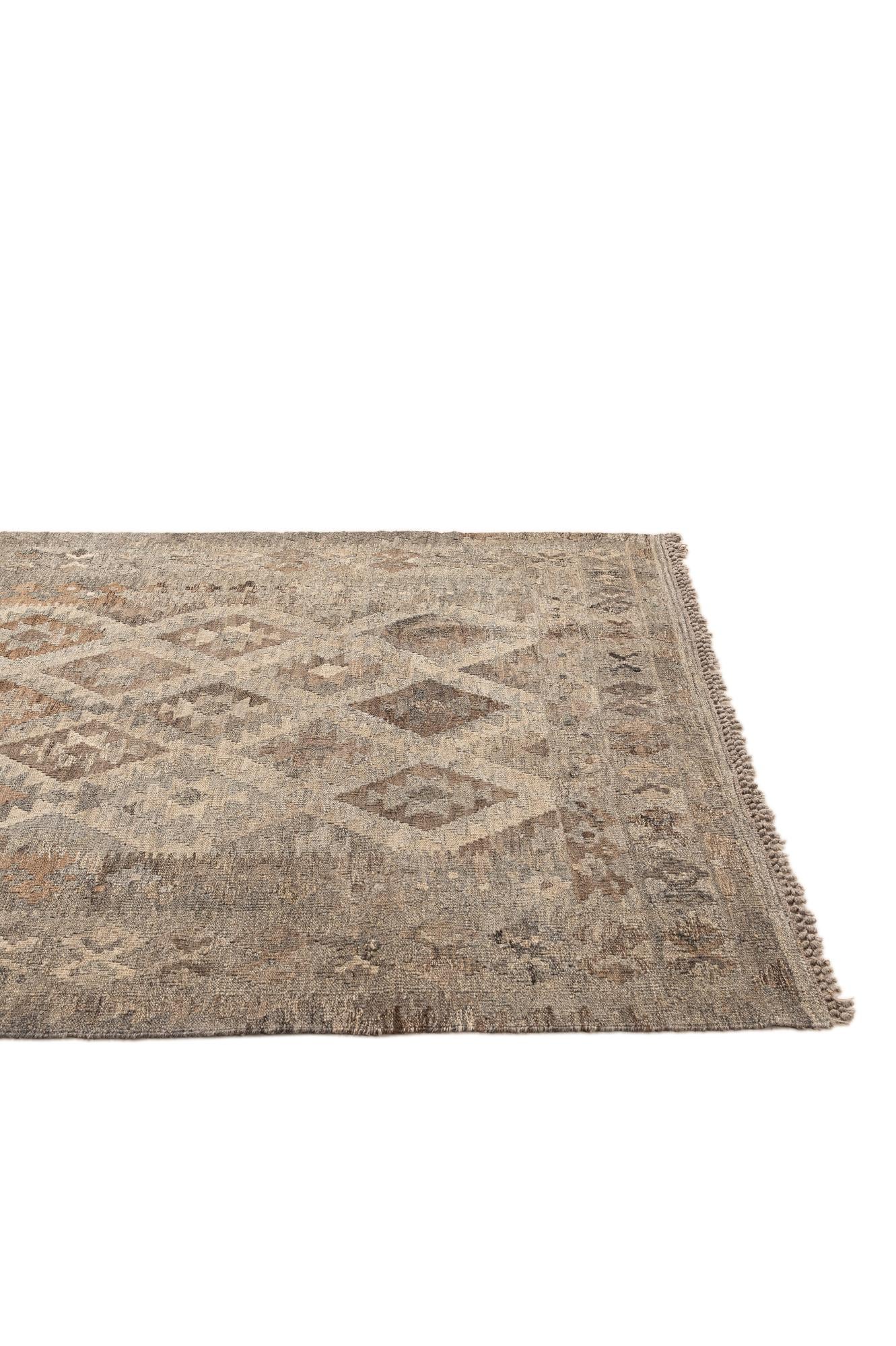 4' 3 x 6' 6 Hand Woven Kilim Maymana Wool Rug