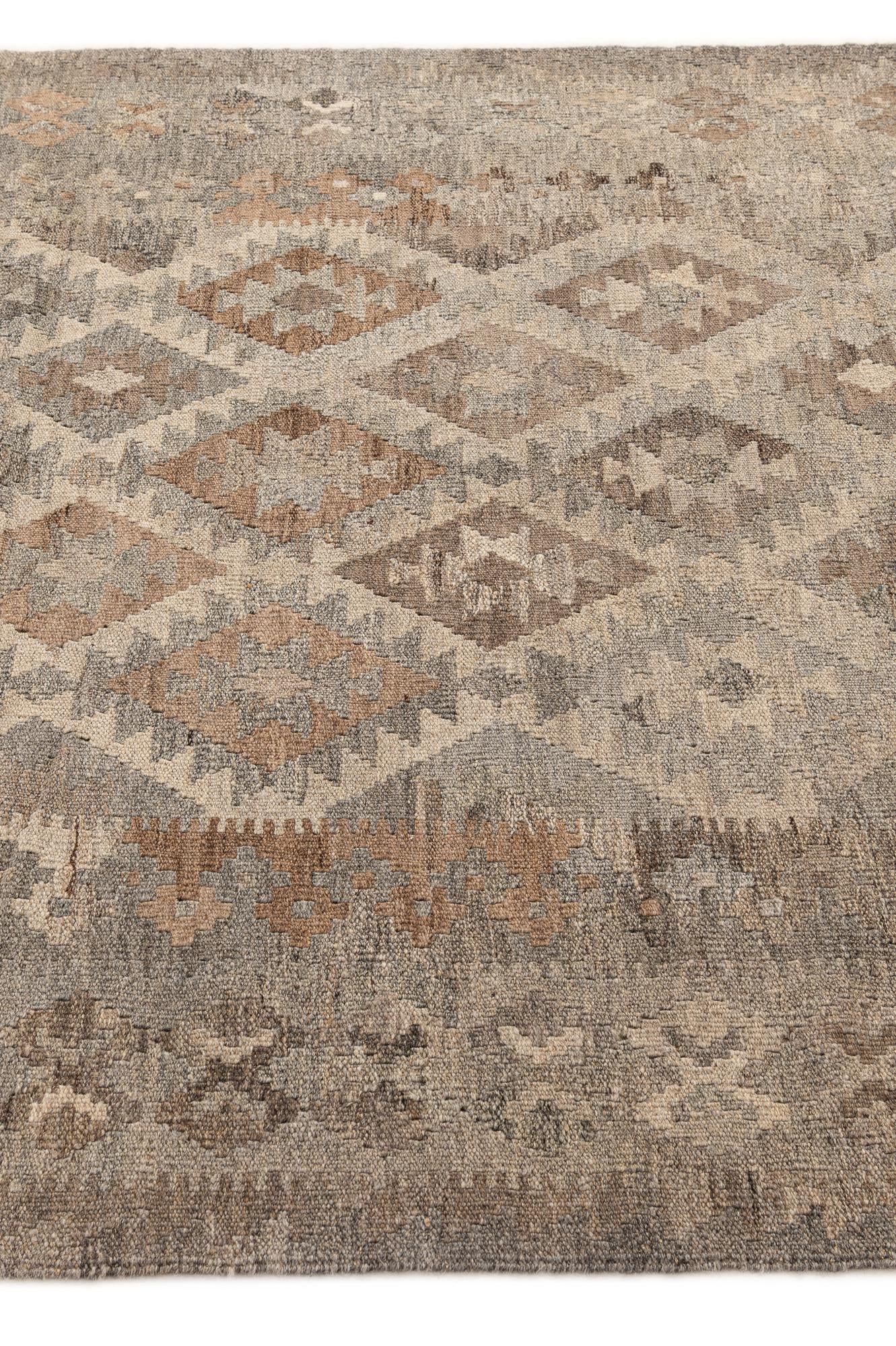 4' 3 x 6' 6 Hand Woven Kilim Maymana Wool Rug