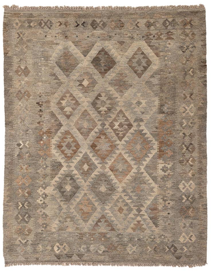 Detail image of 4' 3 x 6' 6 Hand Woven Kilim Maymana Wool Rug