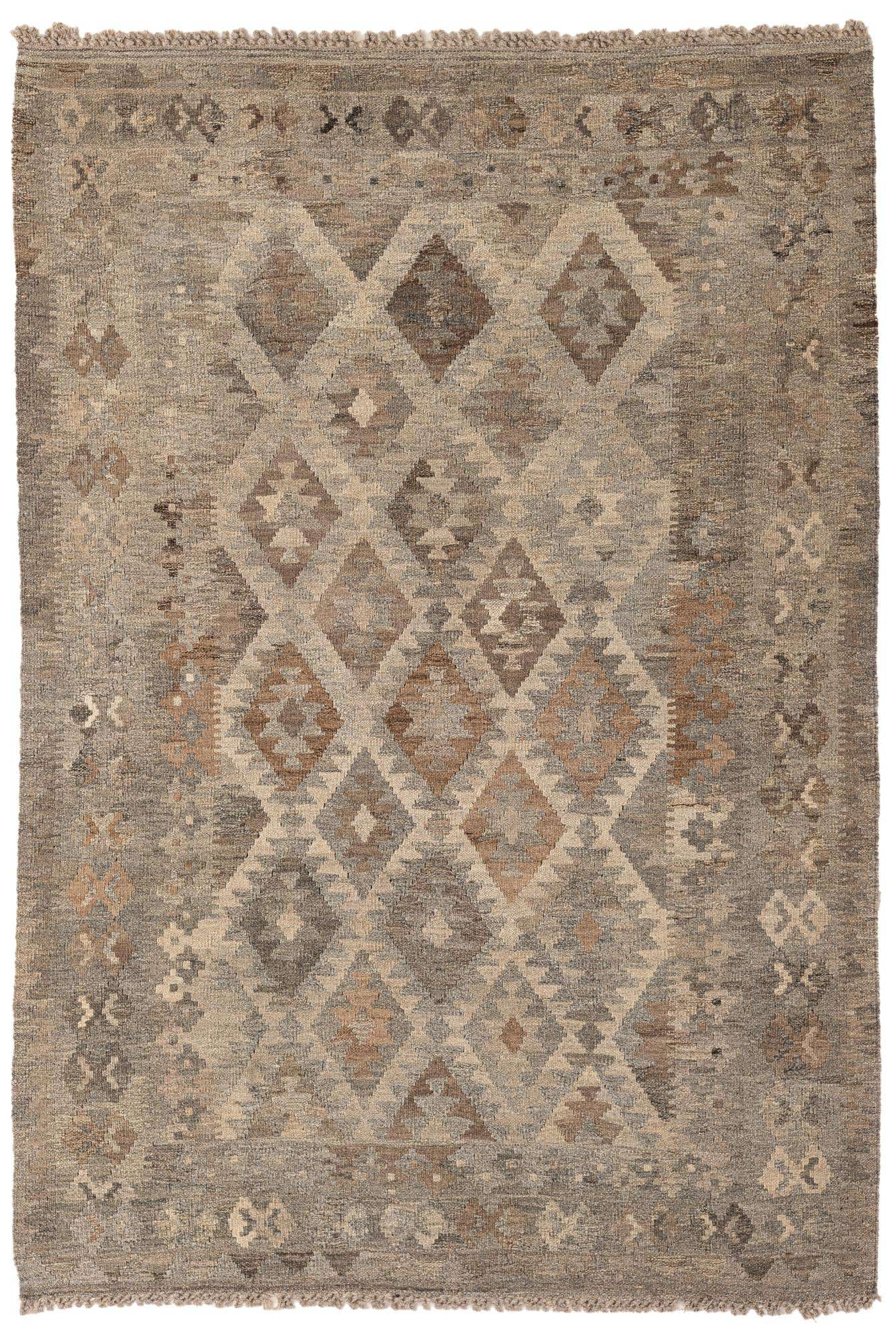 4' 3 x 6' 6 Hand Woven Kilim Maymana Wool Rug