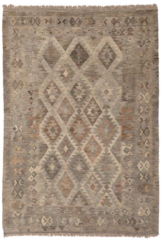 4' 3 x 6' 6 Hand Woven Kilim Maymana Wool Rug