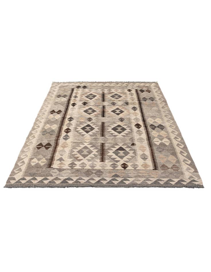 Detail image of 4' 3 x 7'  Hand Woven Kilim Maymana Wool Rug