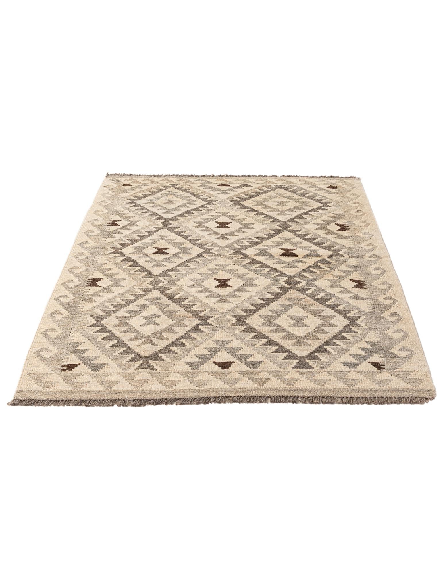 3' 5 x 4' 10 Hand Woven Kilim Maymana Wool Rug