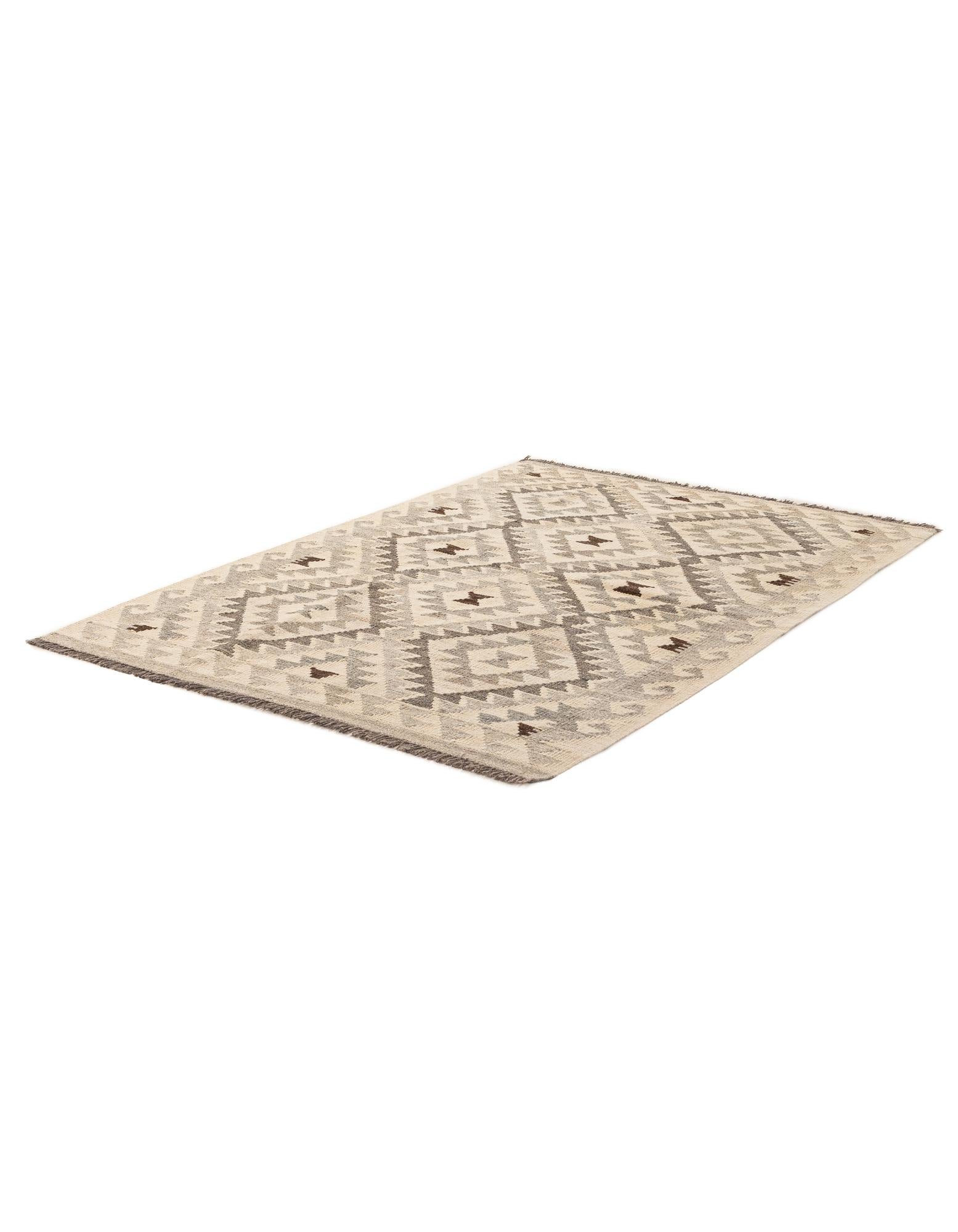 3' 5 x 4' 10 Hand Woven Kilim Maymana Wool Rug
