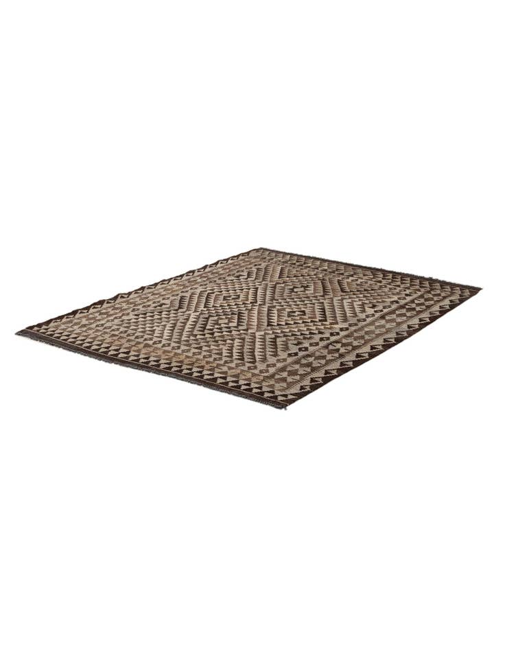 Detail image of 4' 6 x 5' 10 Hand Woven Kilim Maymana Wool Rug
