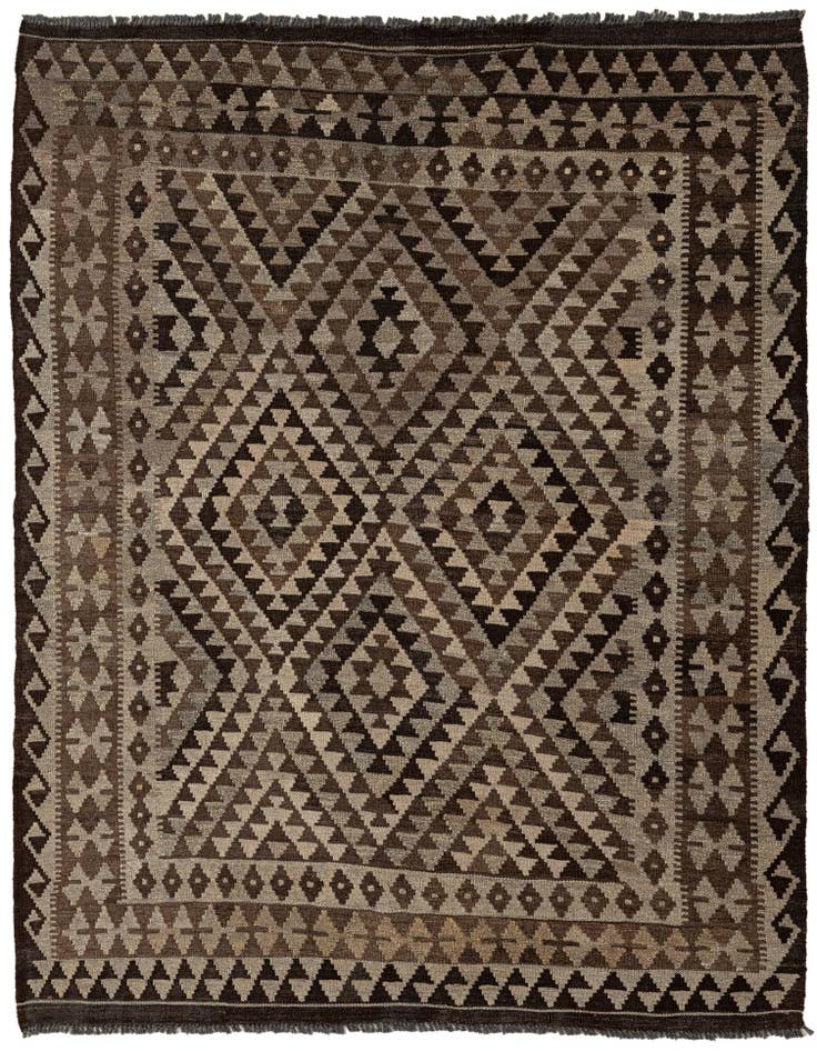 Detail image of 4' 6 x 5' 10 Hand Woven Kilim Maymana Wool Rug