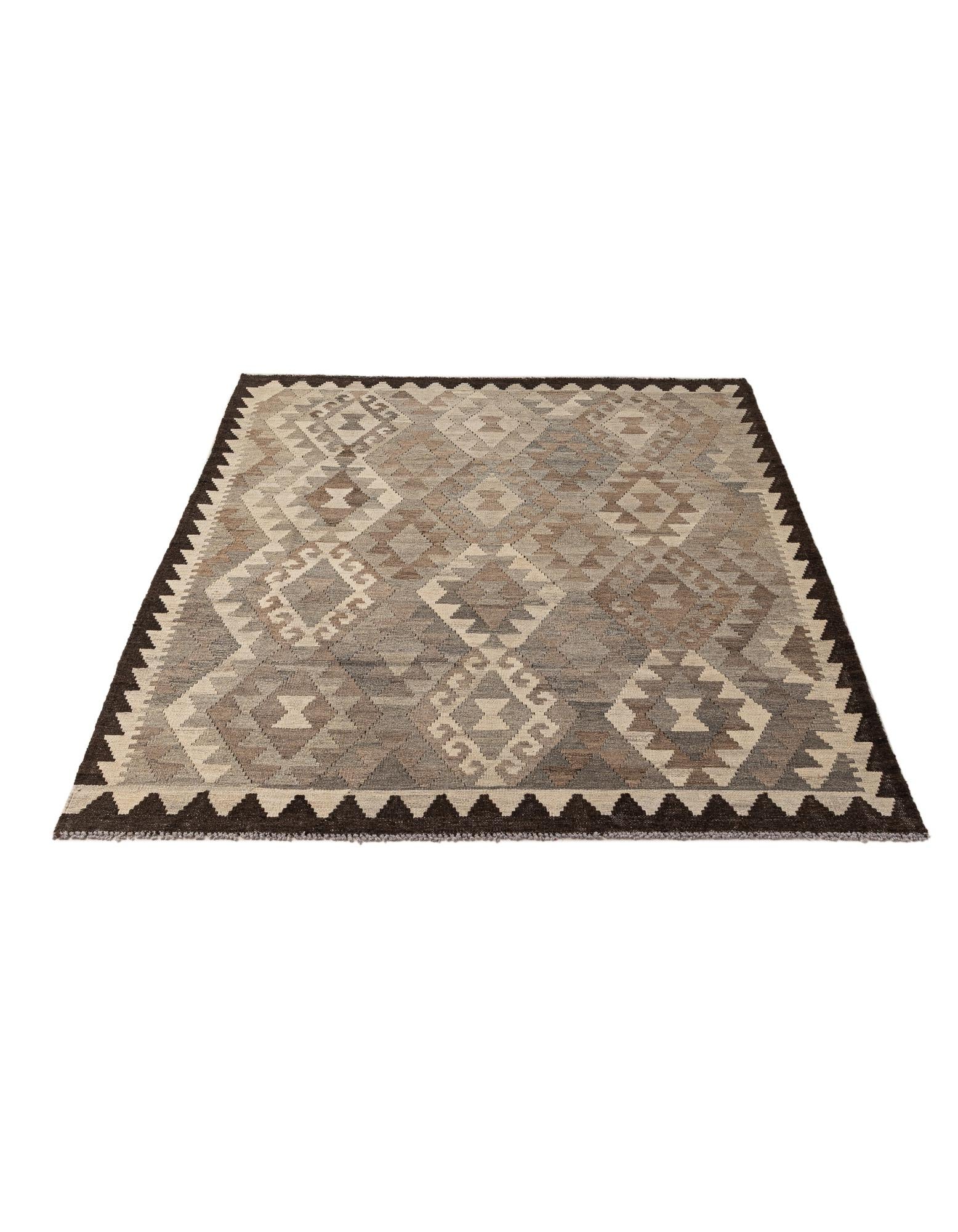 4' 5 x 6' 1 Hand Woven Kilim Maymana Wool Rug