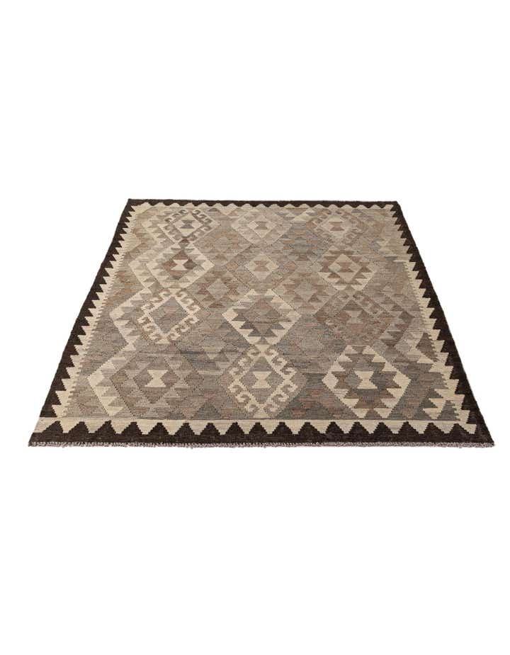 4' 5 x 6' 1 Hand Woven Kilim Maymana Wool Rug