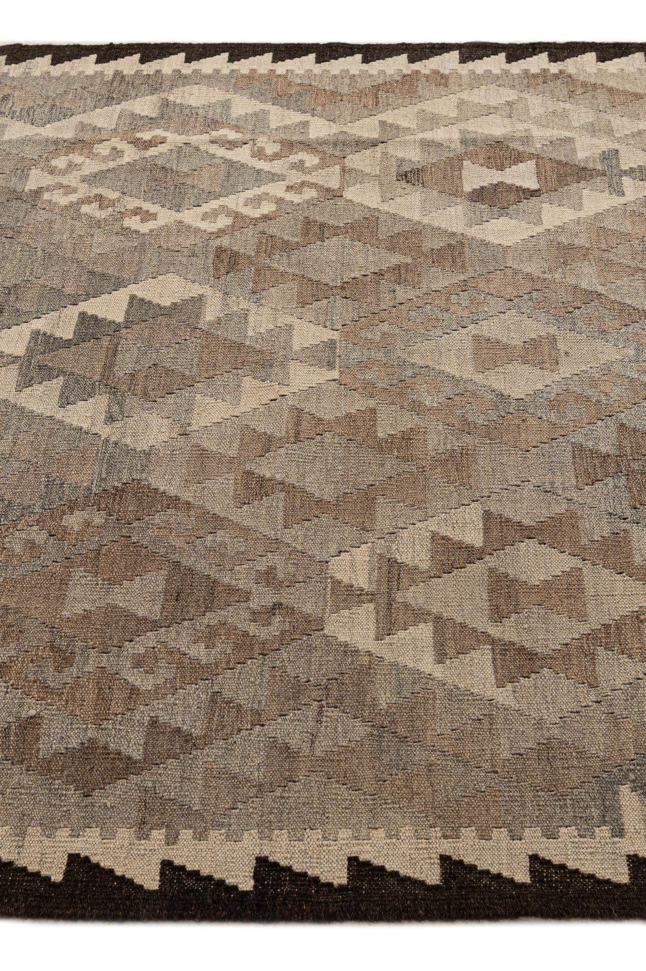 4' 5 x 6' 1 Hand Woven Kilim Maymana Wool Rug