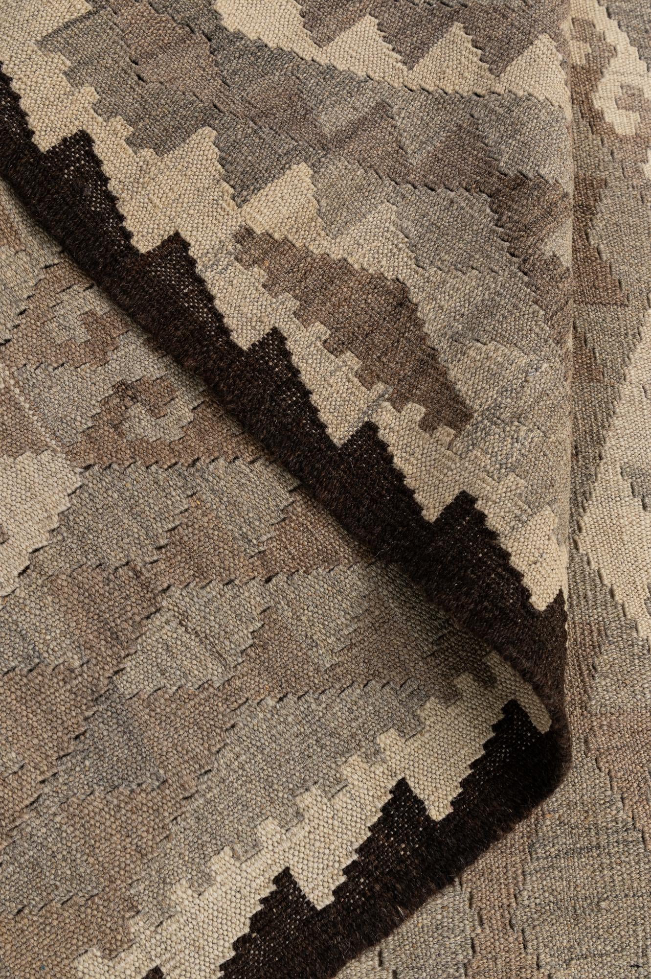 4' 5 x 6' 1 Hand Woven Kilim Maymana Wool Rug