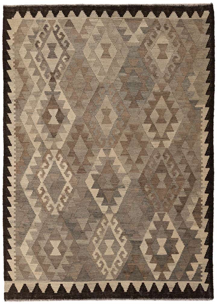 4' 5 x 6' 1 Hand Woven Kilim Maymana Wool Rug