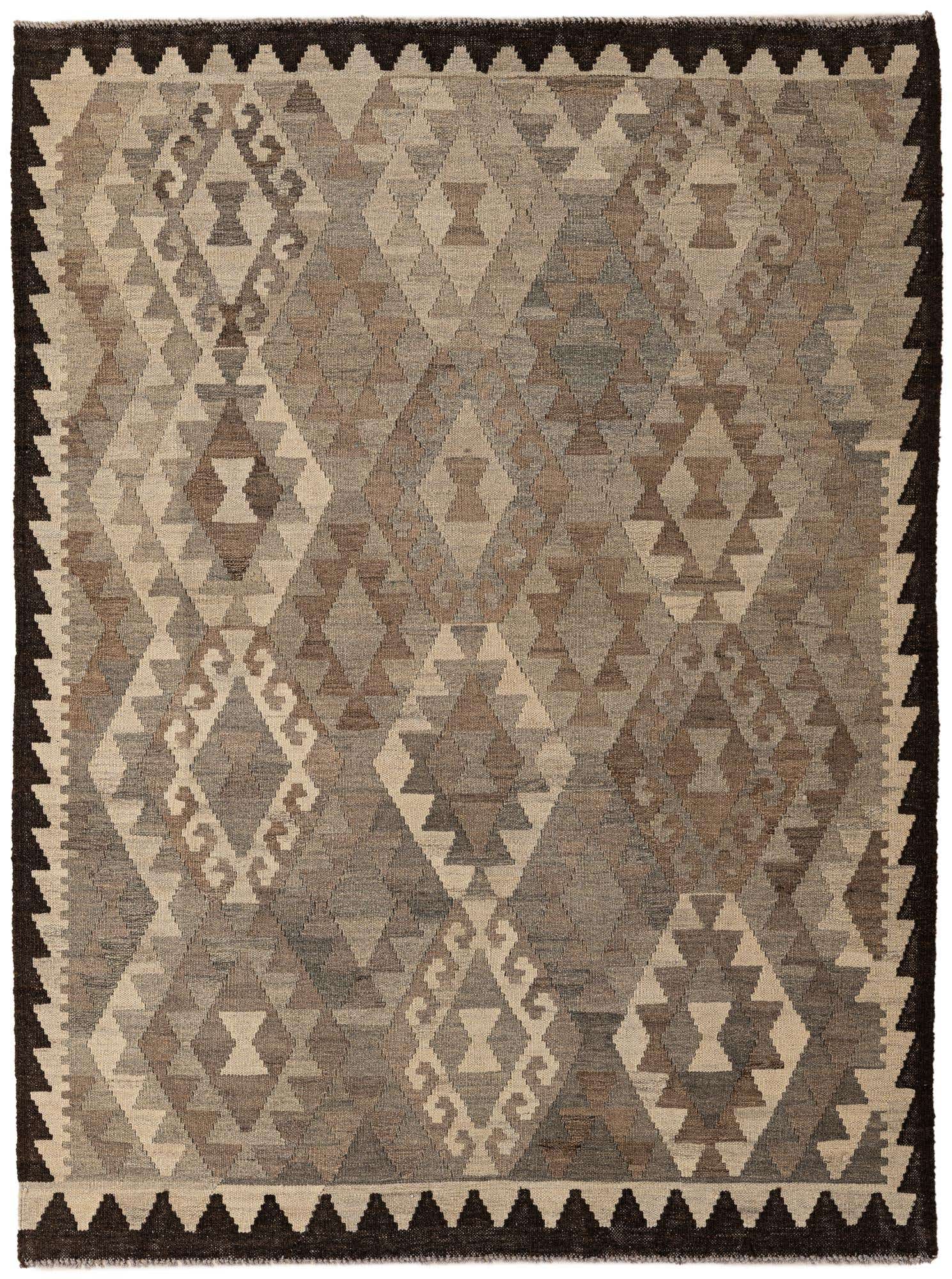 4' 5 x 6' 1 Hand Woven Kilim Maymana Wool Rug