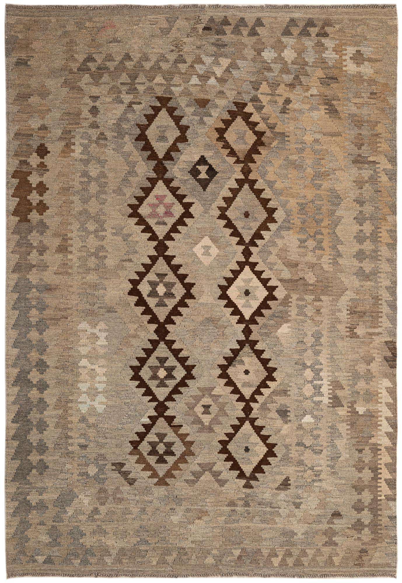 4' 5 x 6' 3 Hand Woven Kilim Maymana Wool Rug
