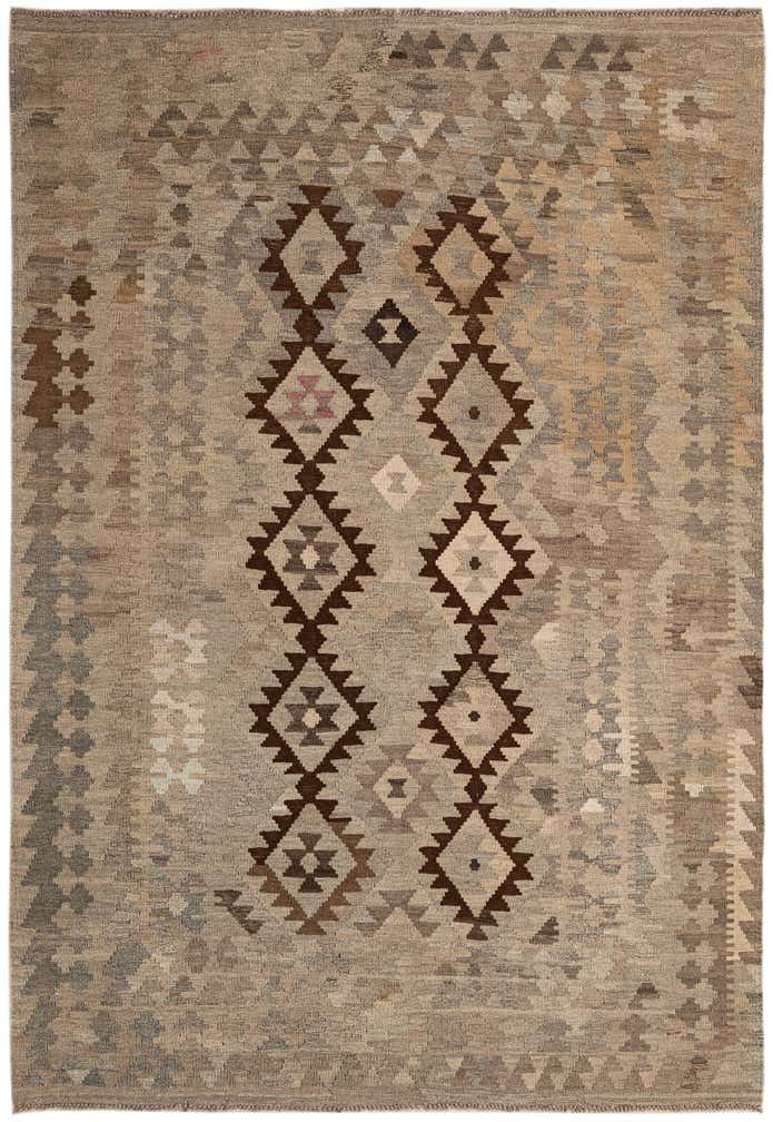 4' 5 x 6' 3 Hand Woven Kilim Maymana Wool Rug