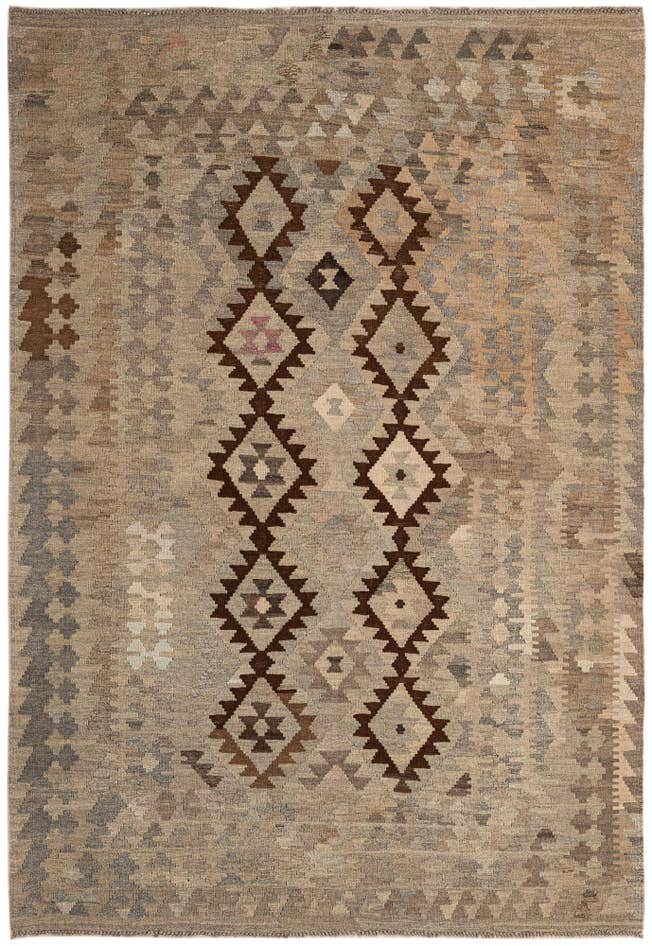 Detail image of 4' 5 x 6' 3 Hand Woven Kilim Maymana Wool Rug