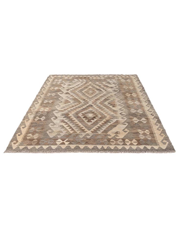 Detail image of 4' 5 x 6' 2 Hand Woven Kilim Maymana Wool Rug