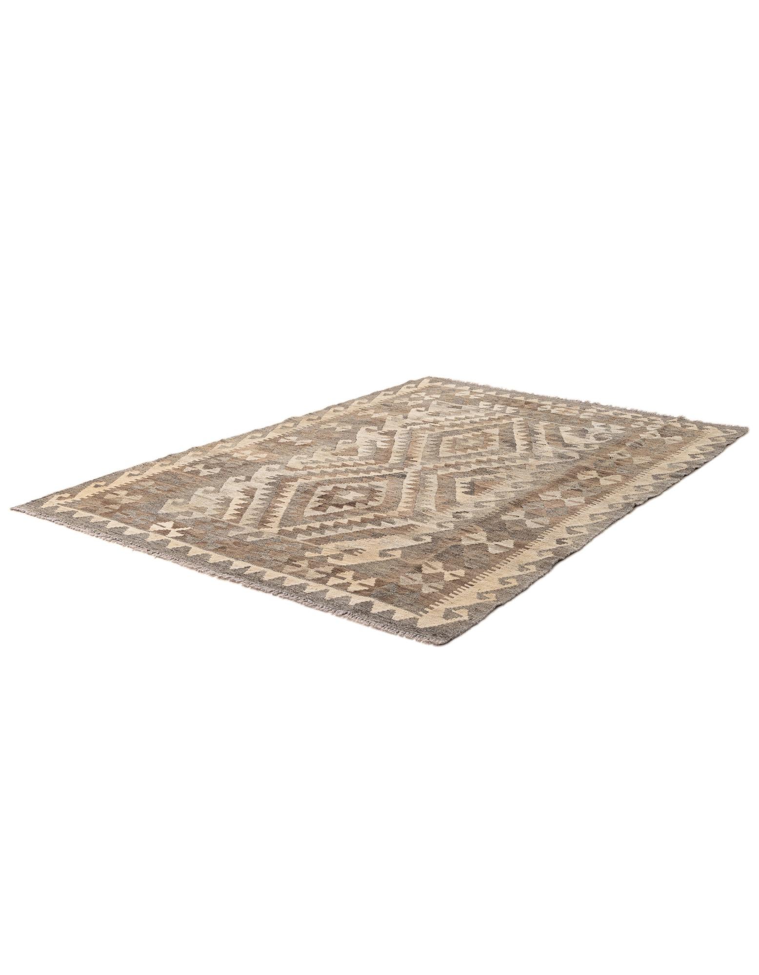 4' 5 x 6' 2 Hand Woven Kilim Maymana Wool Rug