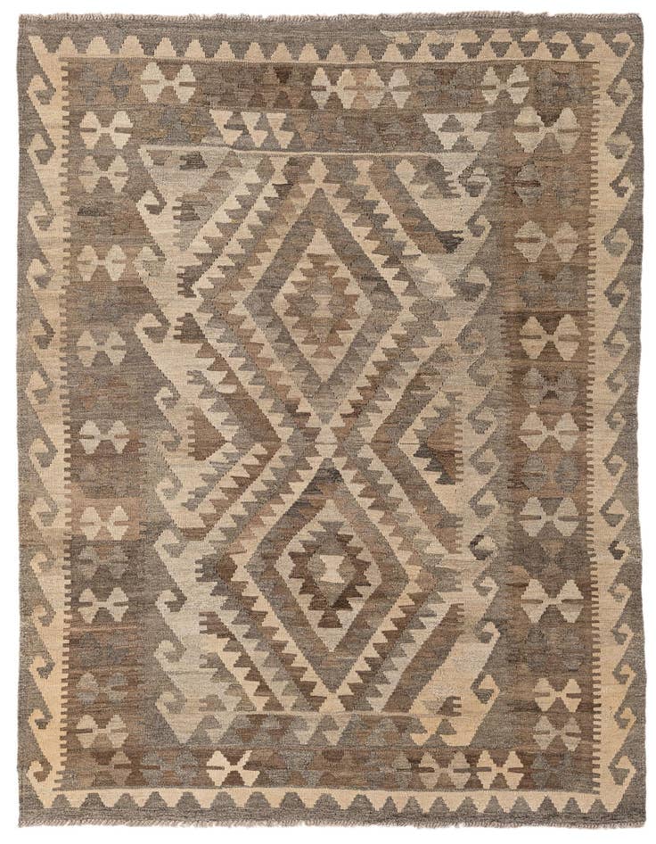 Detail image of 4' 5 x 6' 2 Hand Woven Kilim Maymana Wool Rug