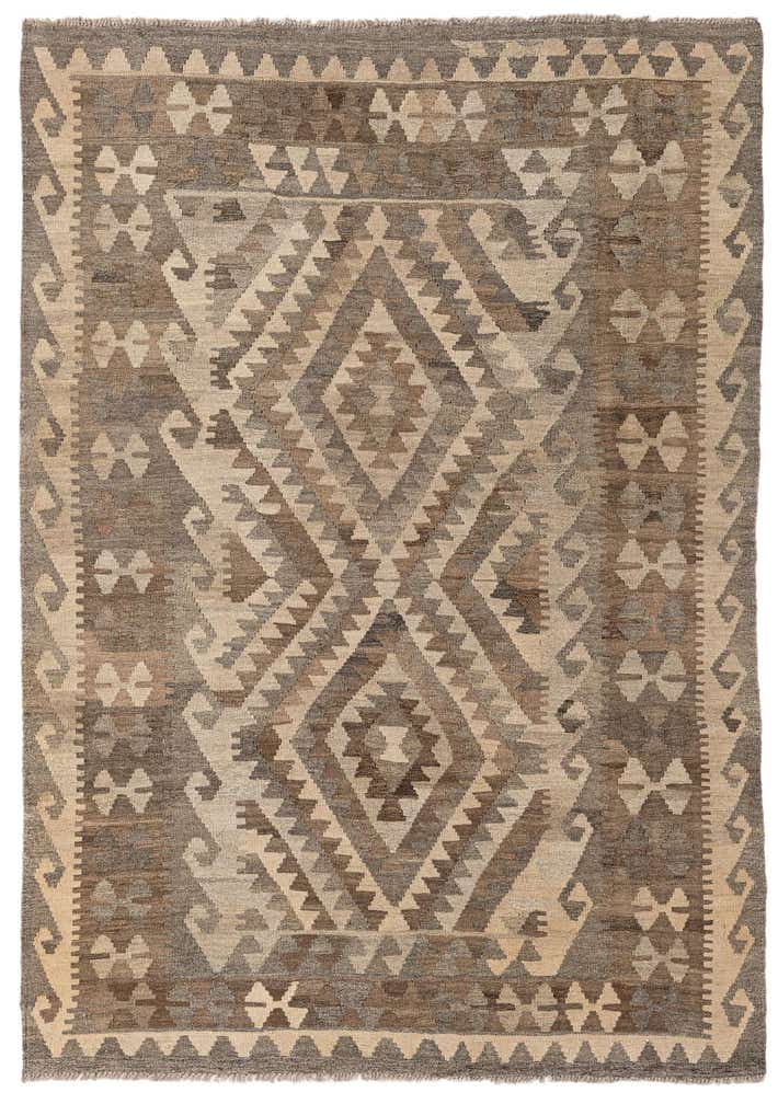 4' 5 x 6' 2 Hand Woven Kilim Maymana Wool Rug
