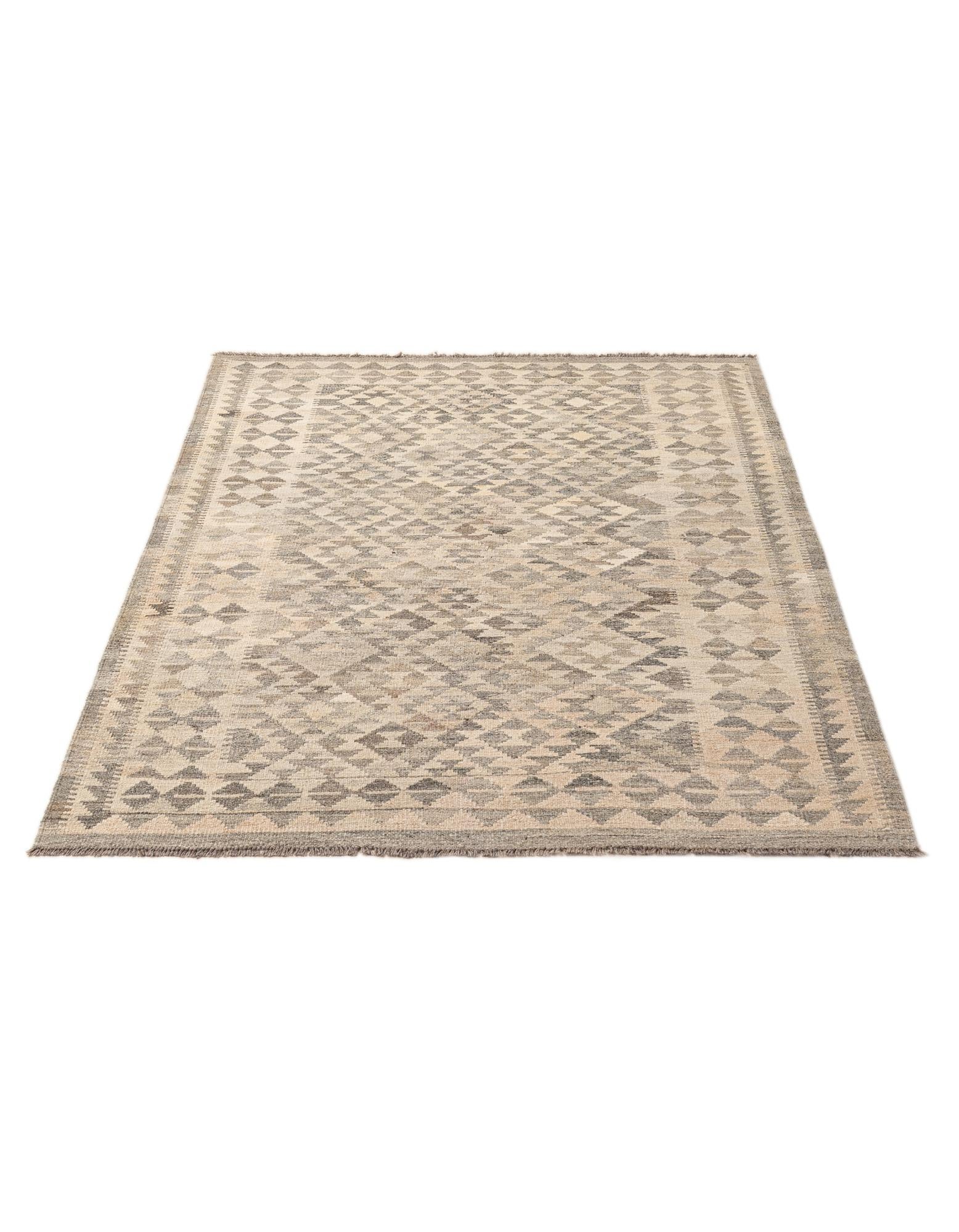 4' 8 x 6' 5 Hand Woven Kilim Maymana Wool Rug