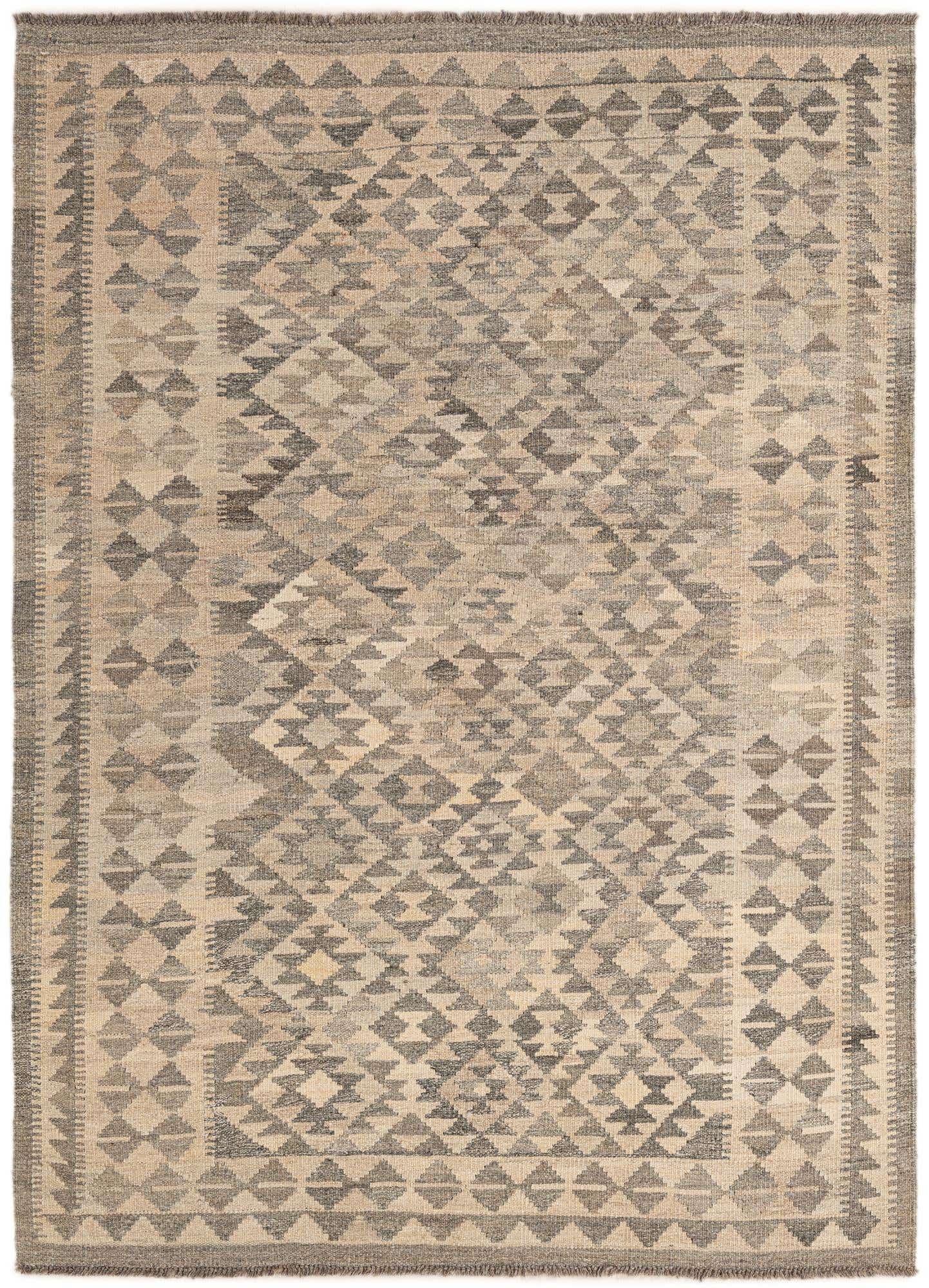 4' 8 x 6' 5 Hand Woven Kilim Maymana Wool Rug
