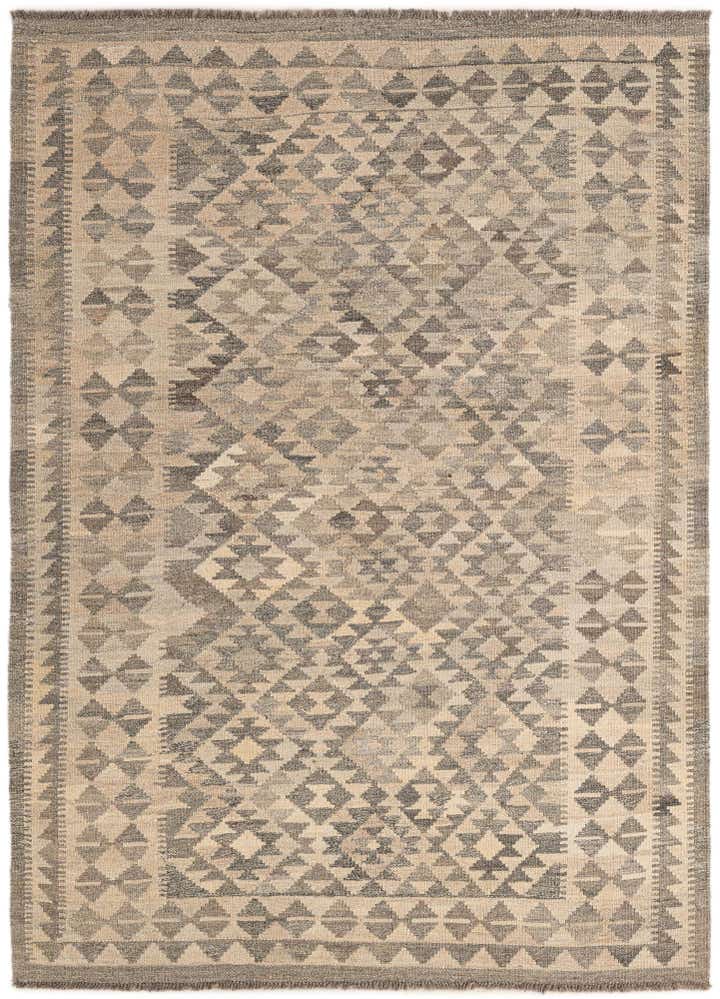 4' 8 x 6' 5 Hand Woven Kilim Maymana Wool Rug