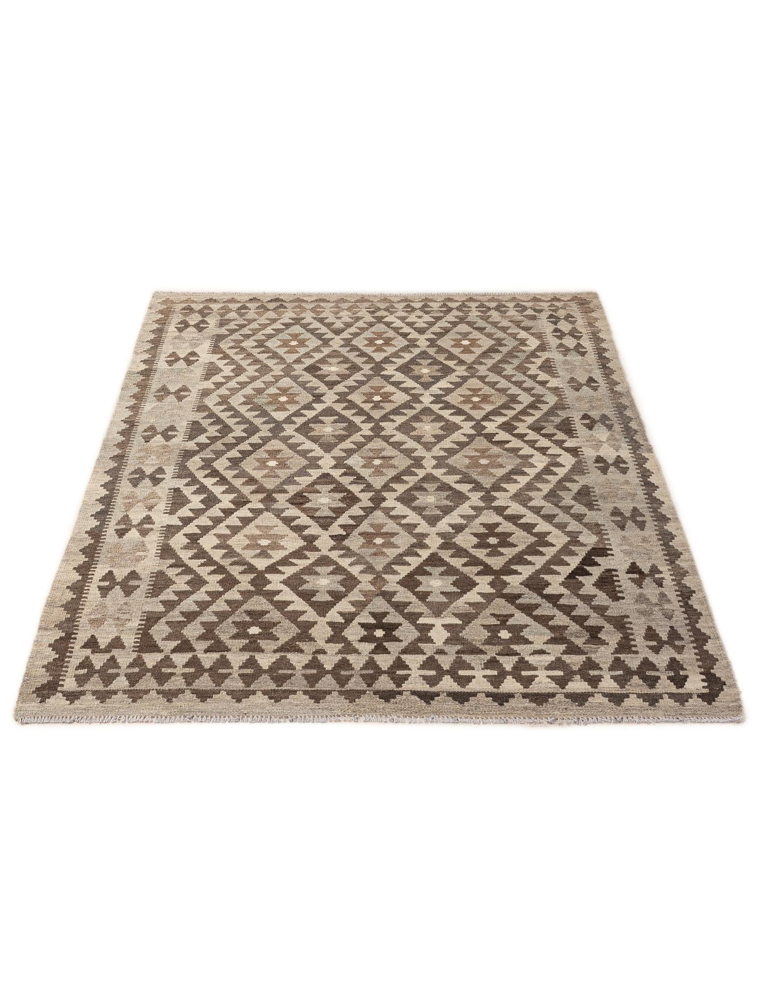 4' 8 x 6' 8 Hand Woven Kilim Maymana Wool Rug