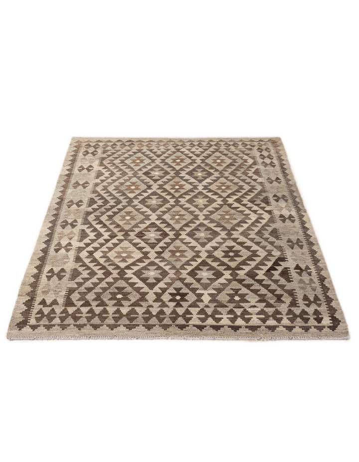 4' 8 x 6' 8 Hand Woven Kilim Maymana Wool Rug