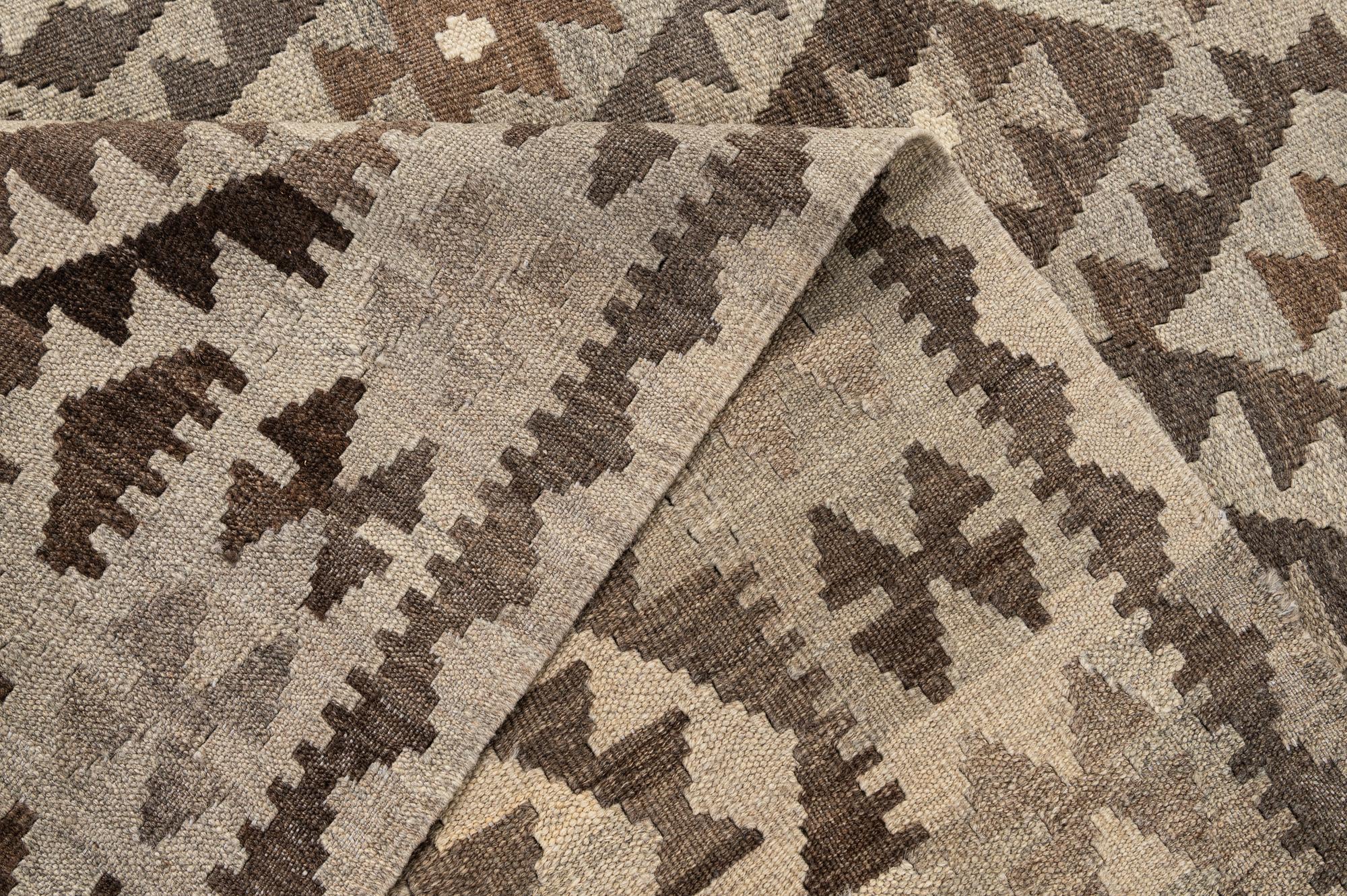 4' 8 x 6' 8 Hand Woven Kilim Maymana Wool Rug