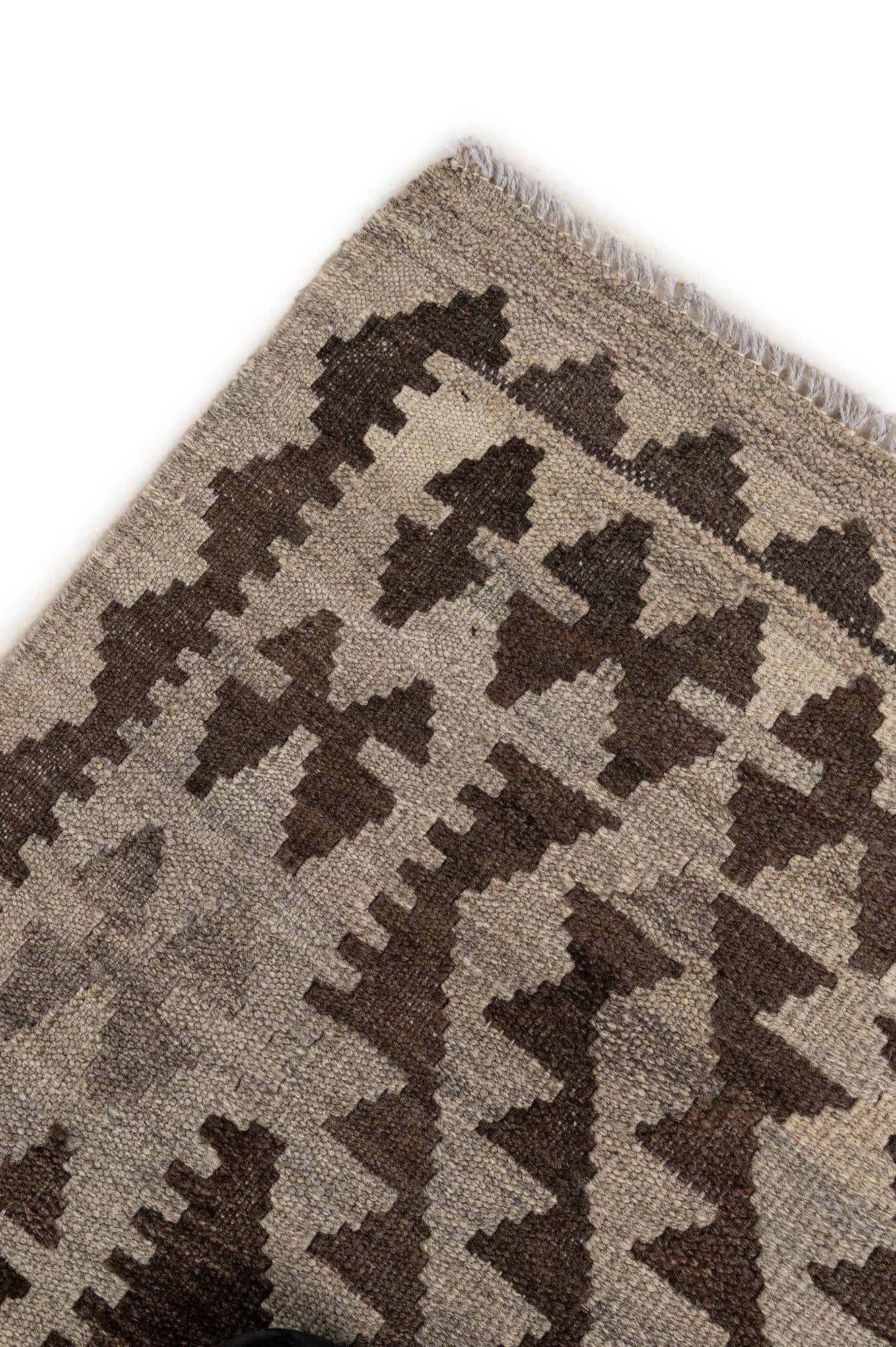 4' 8 x 6' 8 Hand Woven Kilim Maymana Wool Rug
