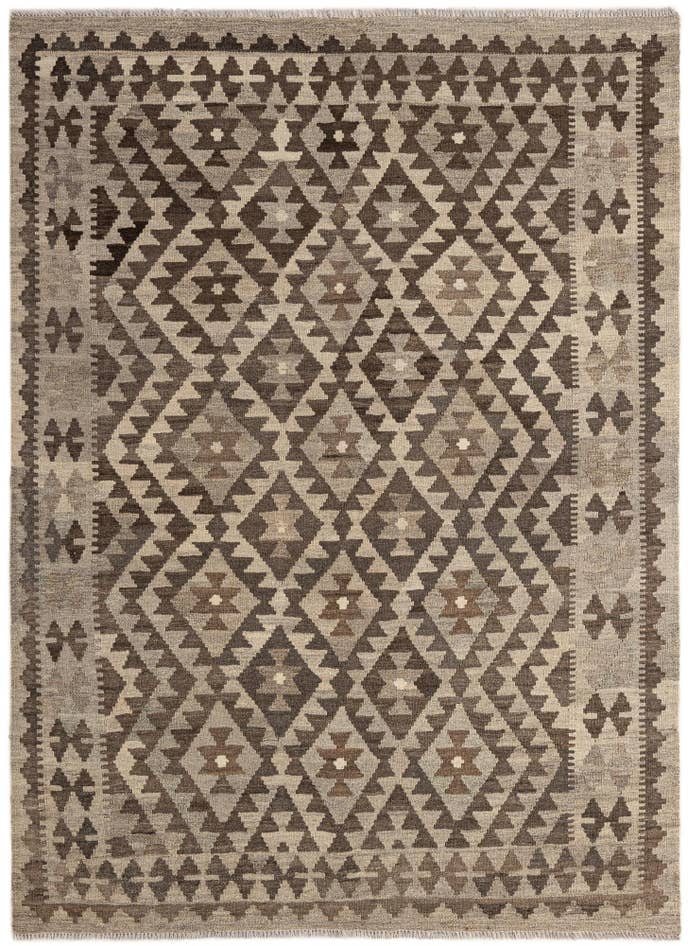Detail image of 4' 8 x 6' 8 Hand Woven Kilim Maymana Wool Rug
