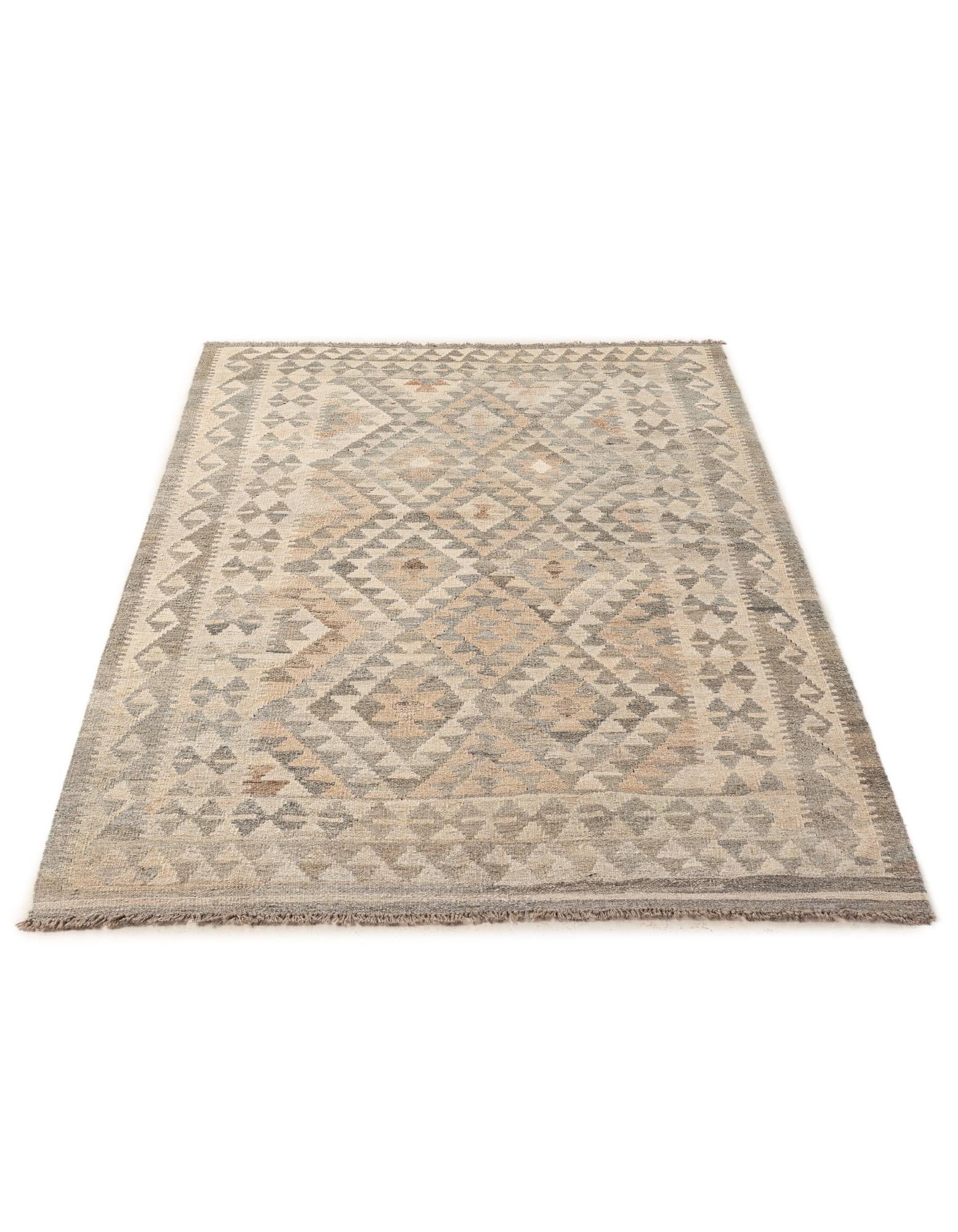 4' 9 x 7' 7 Hand Woven Kilim Maymana Wool Rug