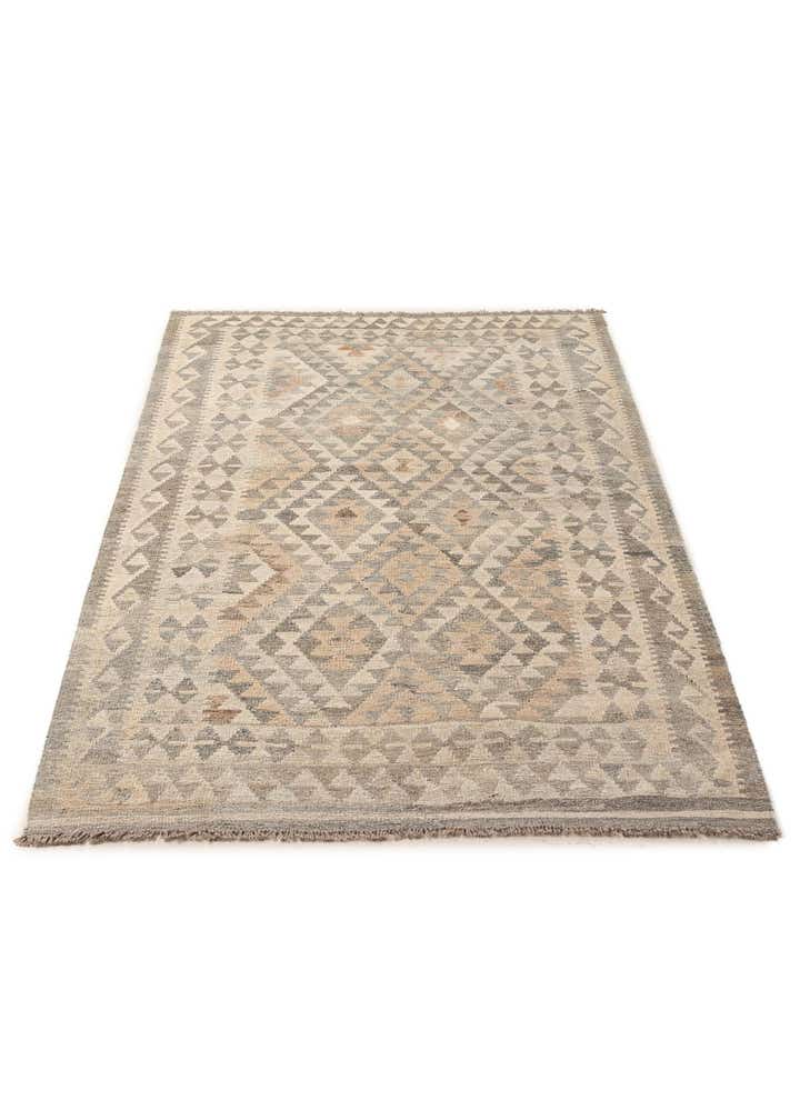 4' 9 x 7' 7 Hand Woven Kilim Maymana Wool Rug