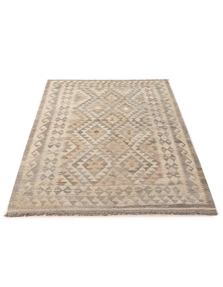 4' 9 x 7' 7 Hand Woven Kilim Maymana Wool Rug