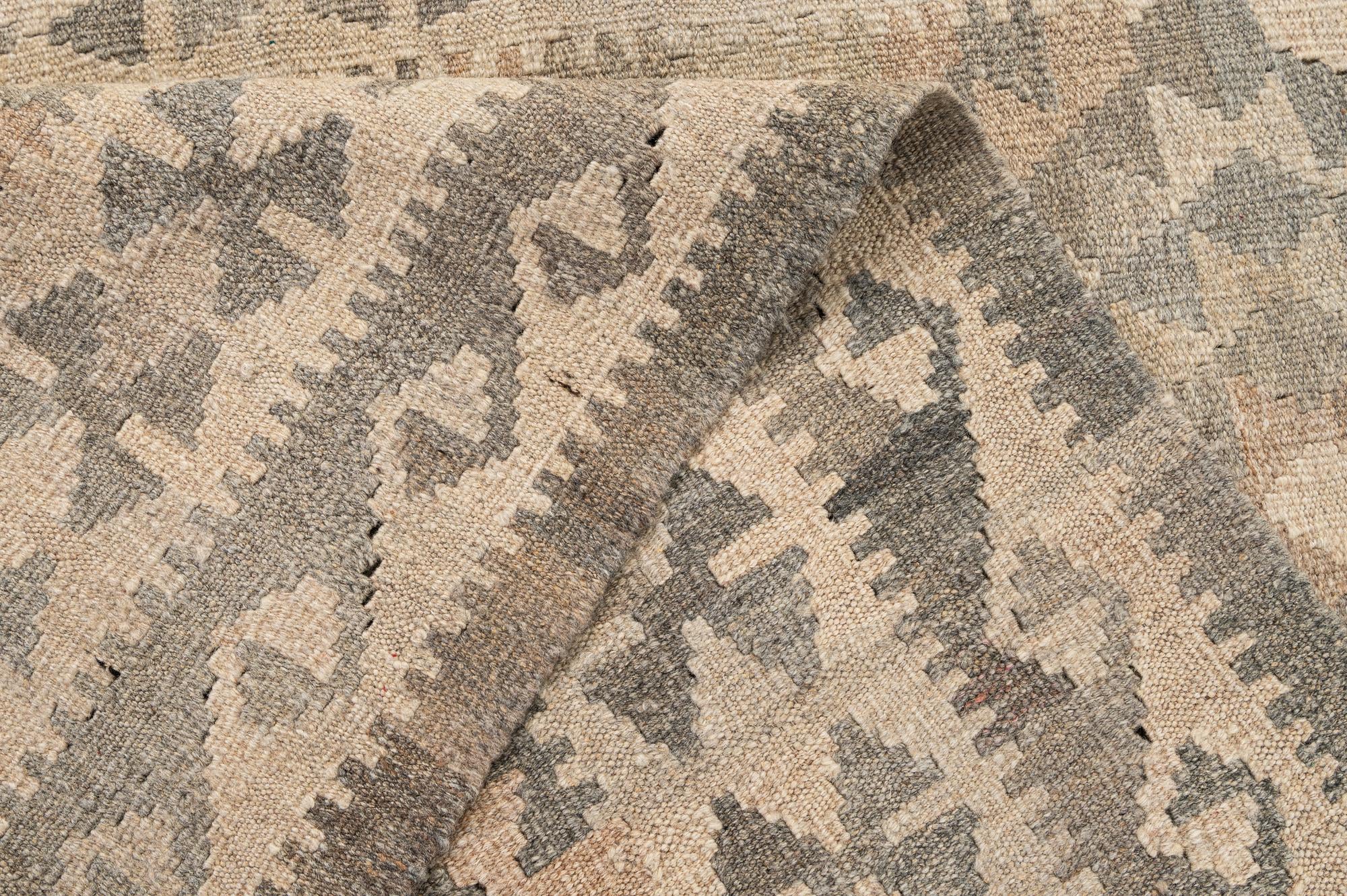 4' 9 x 7' 7 Hand Woven Kilim Maymana Wool Rug