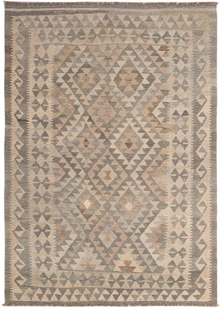 4' 9 x 7' 7 Hand Woven Kilim Maymana Wool Rug