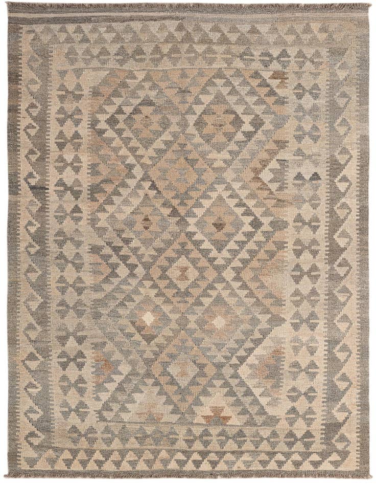 Detail image of 4' 9 x 7' 7 Hand Woven Kilim Maymana Wool Rug