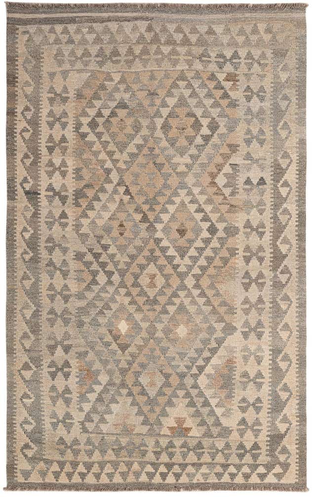 4' 9 x 7' 7 Hand Woven Kilim Maymana Wool Rug