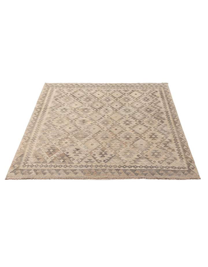 5' 2 x 6' 5 Hand Woven Kilim Maymana Wool Rug