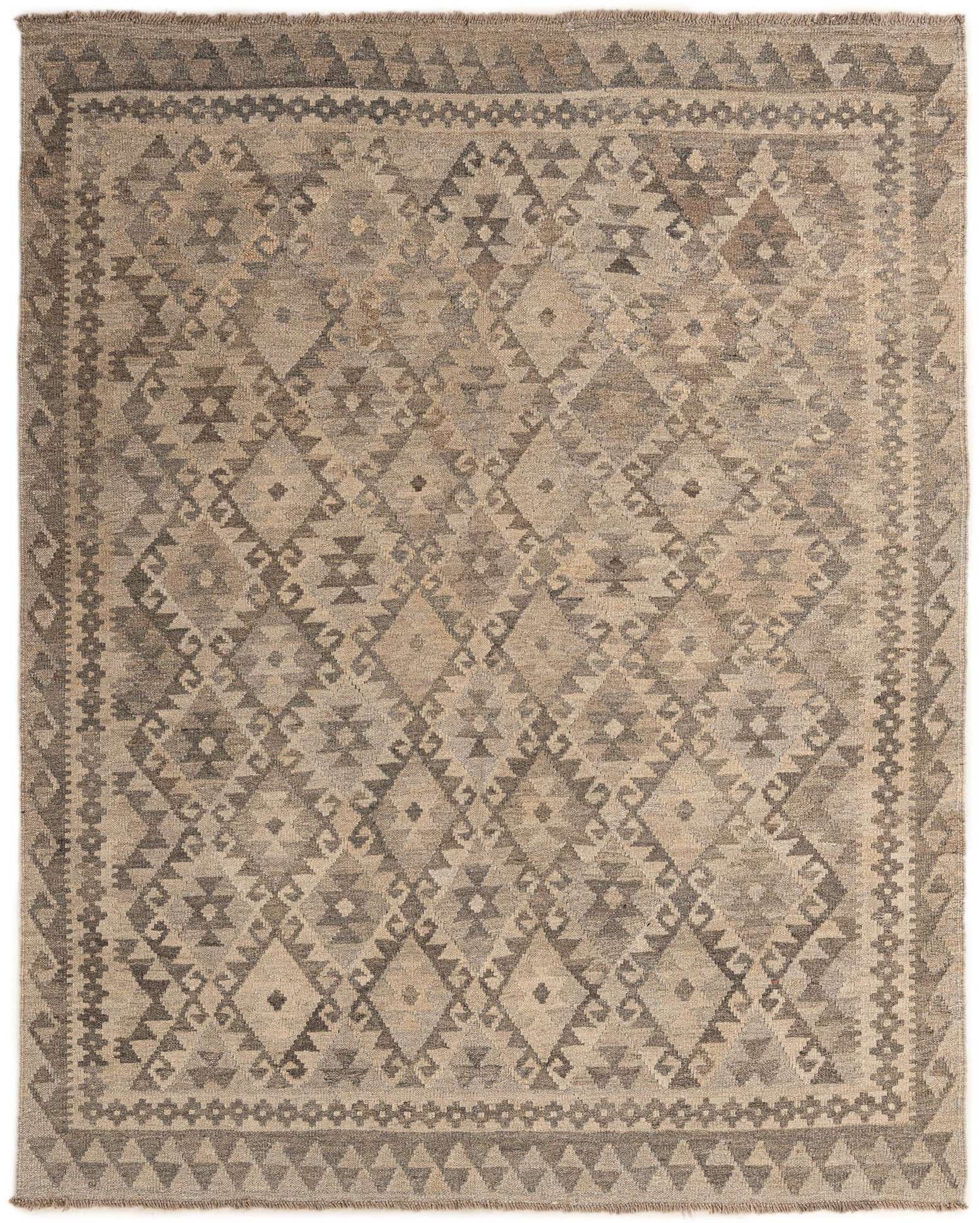 5' 2 x 6' 5 Hand Woven Kilim Maymana Wool Rug