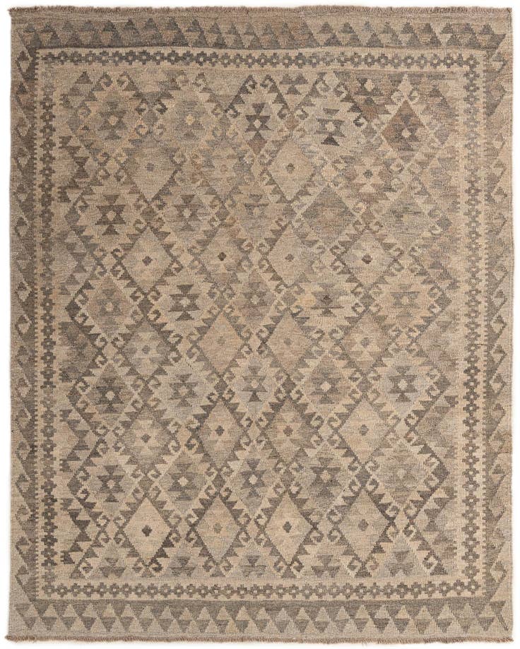 Detail image of 5' 2 x 6' 5 Hand Woven Kilim Maymana Wool Rug